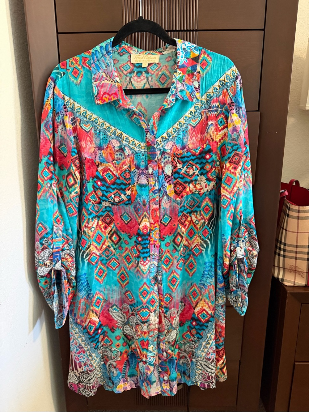 Turquoise Multi-Color Printed Tunic Top